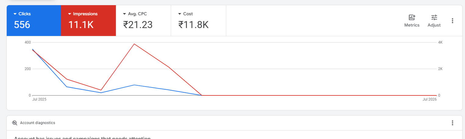 Orthopedic & Joint Specialist Campaign - Google Ads performance dashboard screenshot